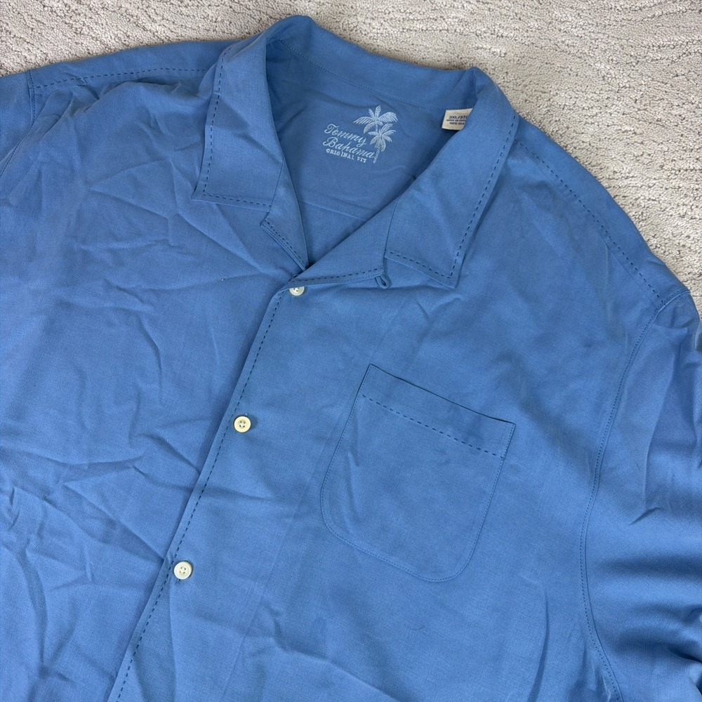Men's Tommy Bahama 3XL 100% Silk Blue Short Sleeve Button Shirt‎ Resort Hawaiian